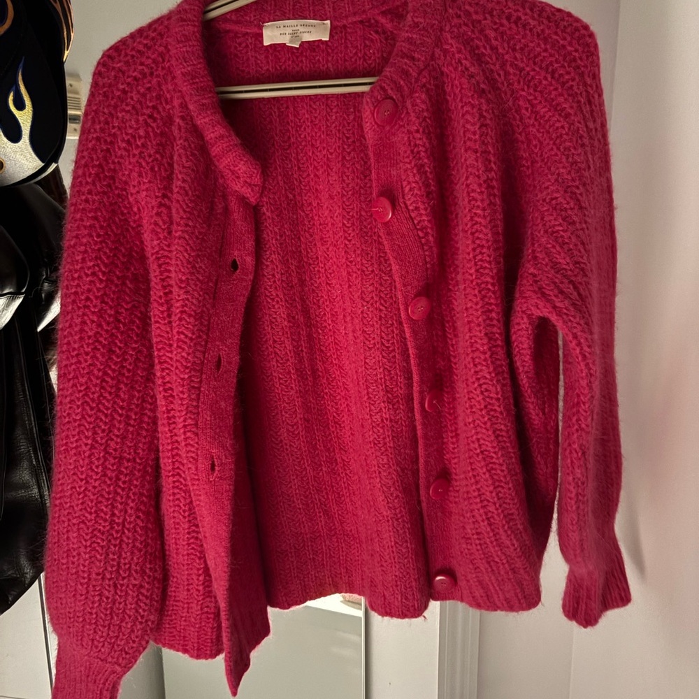 Sézane Fuchsia Cardigan Sweater